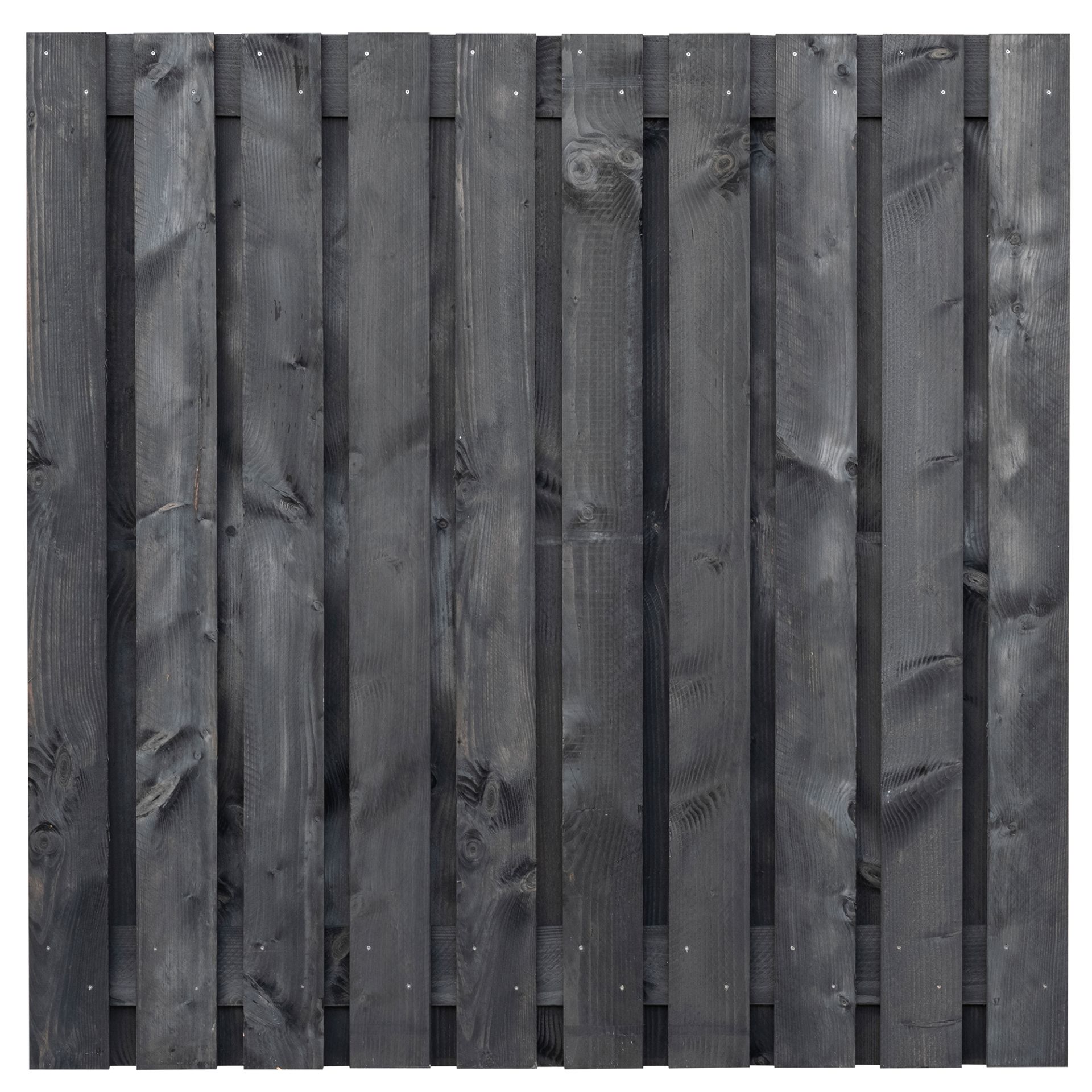 Tuinscherm lariks 21 planks (19+2) - Marlies 180x180cm zwart geïmpregneerd - 1.6x14.0cm 1 | De Vliert Sierbestrating