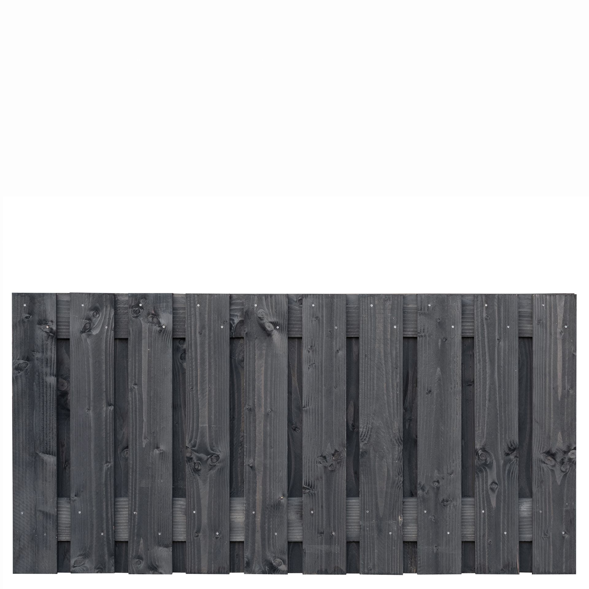 Tuinscherm lariks 21 planks (19+2) - Marlies 90x180cm zwart geïmpregneerd - Planken: 1.6x14.0cm / | De Vliert Sierbestrating