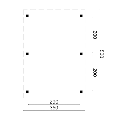 DHZ Carport Plat dak Sloten - 350x500cm basis